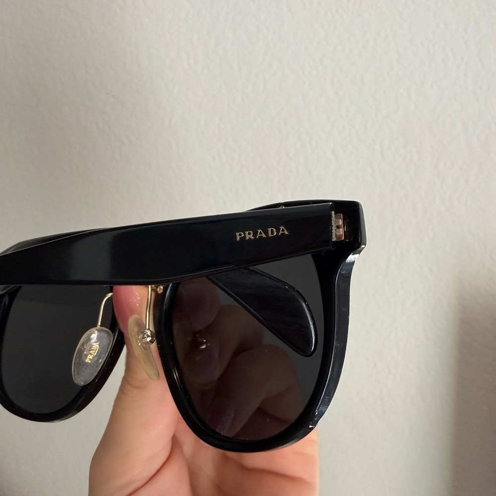 Prada Black Round Women's Sunglasses with Dark Lenses - Picture 4 of 9